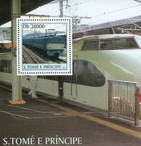 St Thomas - Trains on Stamps, Scott #1566 - Stamp S/S - ST3114