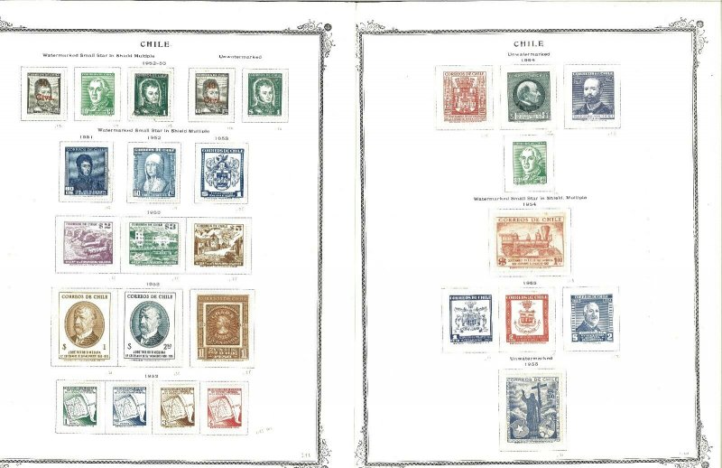 Chile 1944-1979 M & U Hinged on a Duplicated Mix of Scott Pages (41)