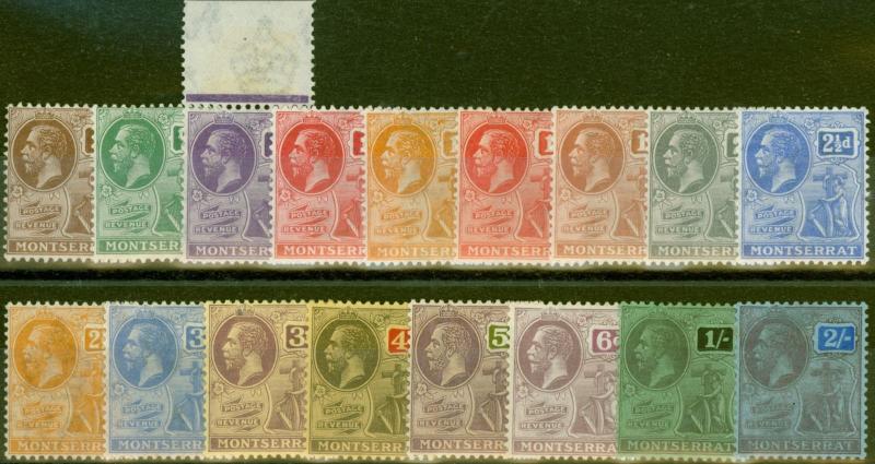 Montserrat 1922-29 set of 17 to 2s SG63-79 Fine & Fresh Lightly Mtd Mint