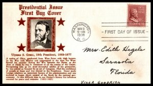 1938 Presidential Series Prexy Sc 823-38b Grant with Crosby real phot cachet (CM