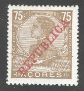 Azores Scott 133 MH*  King Manuel II w Republic opt