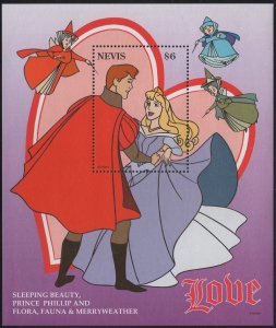 Nevis 1996 MNH Sc 977 $6 Sleeping Beauty, Prince Philip Disney Sweethearts