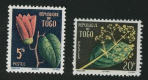 TOGO Scott 348-9 MNH** flower stamp set 1959