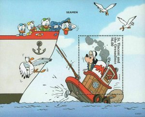 St. Vincent & Grenadines Seamen Sea Boat Bird Donald Duck Mickey Mouse Souv. MNH