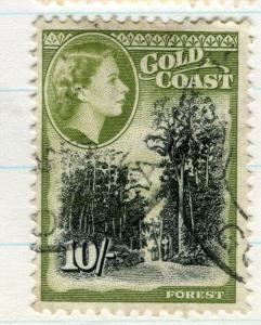 GOLD COAST;   1953 early QEII issue fine used 10s. value