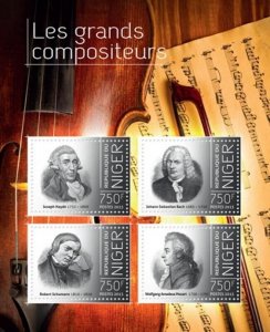 Niger - 2013 Great Composers of the World  4 Stamp Sheet 14A-338