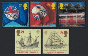 Great Britain Columbus Europa Olympics Intl Events 5v 1992 MNH SG#1615-1619