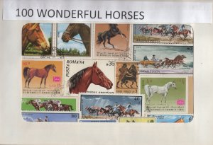 A Nice Selection Of 100 All Different Topicals. Horses.   #02 TOP54