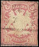 Bavaria - 10 pf - Cut Square - Used
