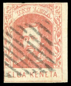 United States Possessions, Hawaii #28 Cat$325, 1863 2c pale rose, black grid ...