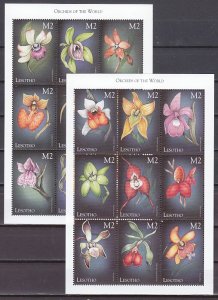 Lesotho. Scott cat. 1193 + 1195. 2 Orchid sheets of 9.