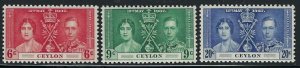 Ceylon 275-77 MNH 1937 KGVI Coronation (ap9493)