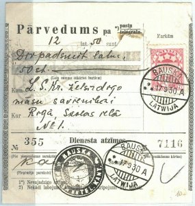 68985 - LATVIA - POSTAL HISTORY - MONEY ORDER: Bauska 1930-