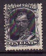 Newfoundland-Sc#27- id9-used 10c black Prince Albert-1870-fancy cancel-