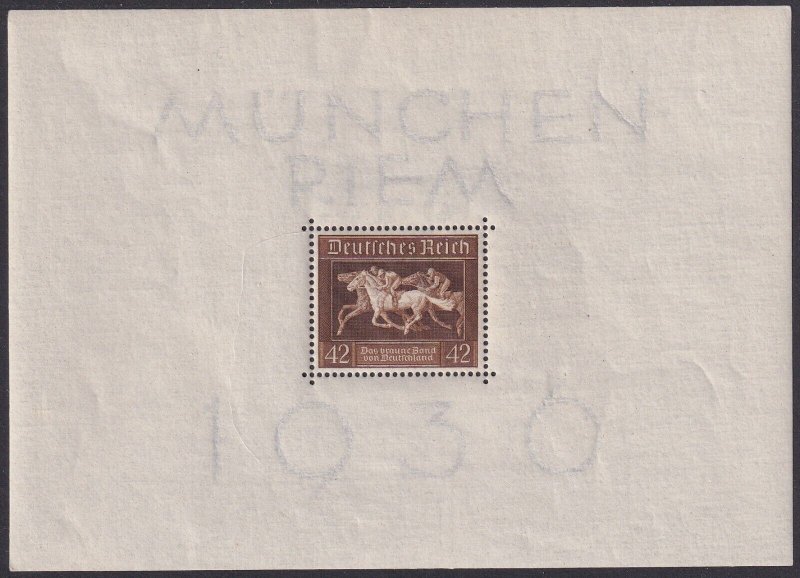 Sc# B90 Germany Horse Racing 1936 MNH SS Souvenir Sheet CV $24.00