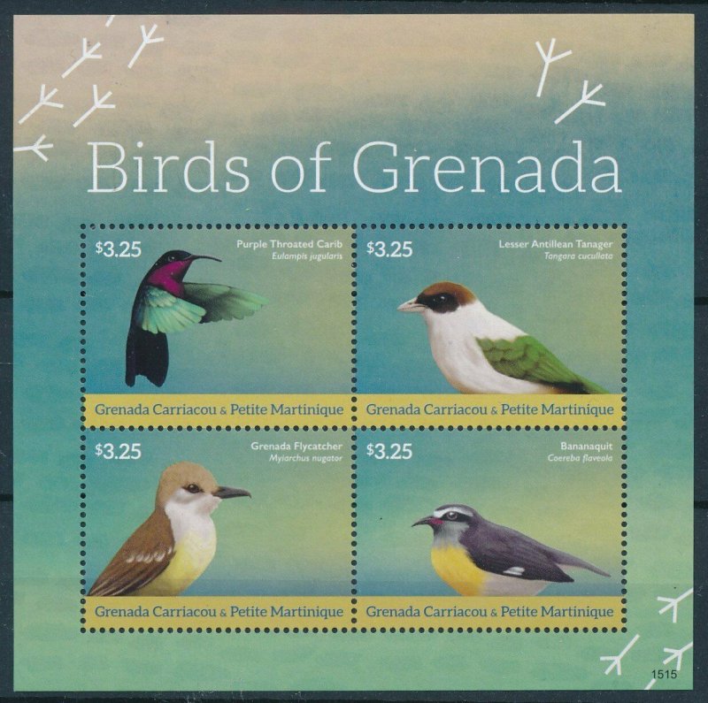 [108771] Carriacou & Petite Martinique 2015 Birds vögel oiseaux Mini sheet MNH