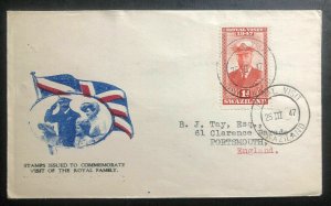 1947 Swaziland First Day Cover FDC To Portsmouth England  Royal Family Visit