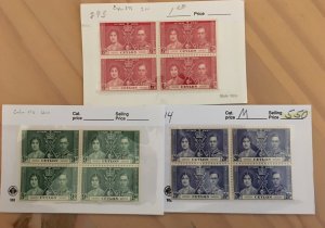 Ceylon Sc. #275-277, mnh in blocks of 4, mint never hinged