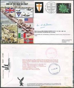 JS45/7c 50th Ann War II End of War in ITALY Signed by Maj Gen Sir G Burns (P)