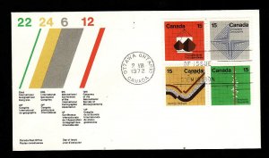 Canada-Sc#585a-stamps on FDC-block of 4-Earth Sciences-1972-