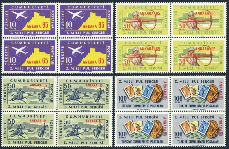 Turkey 1670-1673,1674 4 sets,MNH.Mi 1966-1969,Bl.11. ANKARA-1965:Castle,Archer,