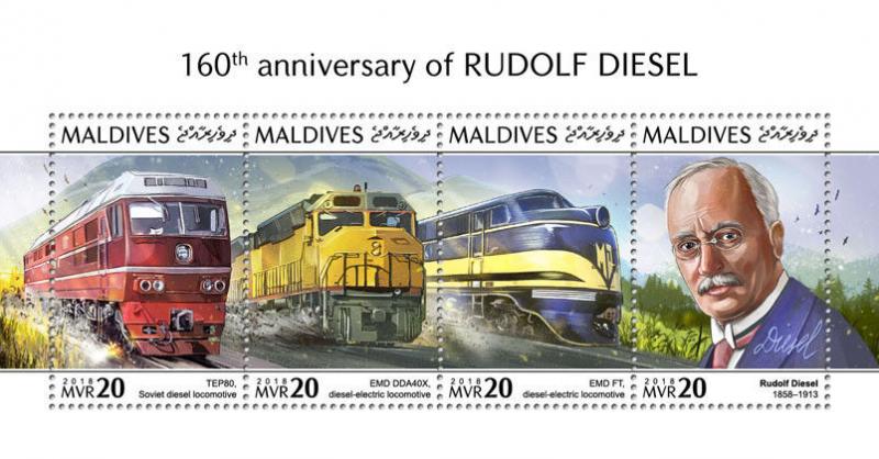 Z08 MLD181001a MALDIVES 2018 Rudolf Diesel MNH ** Postfrisch