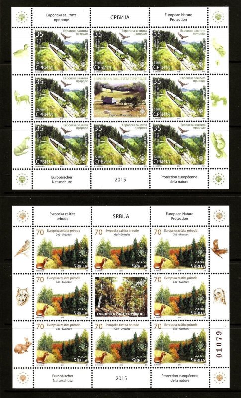 Serbia Sc 699-700 NH minisheets of 2015 - Nature Protection - EUROPA 