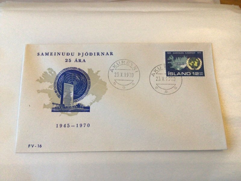 Iceland 1970 Anniversary of United Nations first day cover Ref 60401