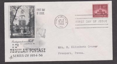 1044 Independence Hall ArtCraft FDC with neatly typewritten address