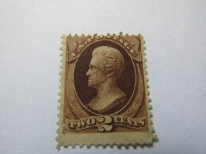 US Stamps, Scott # 157 MH NG 1873 Brown 2c Andrew Jackson,