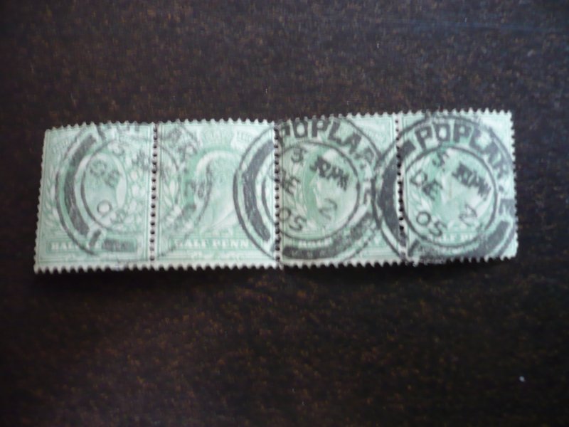 Stamps - Great Britain - Scott# 127 - Used Strip of 4 Stamps