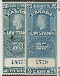 Canada Revenues Law Stamps FSC25 Mint never hinged & FSC26a Used