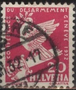 Switzerland 212 (used) 20c dove & sword, cerise (1932)