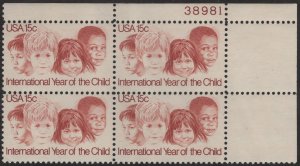 SC#1772 15¢ Year of the Child Plate Block: UR#38981 (1979) MNH