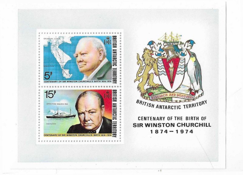 British Antarctic Territory 1974 Churchill Souvenir sheet of 2
