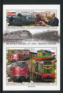 NIGER 2023 165th ANNIVERSARY OF RUDOLPH DIESEL TRAINS SHEET MINT NH