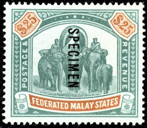 [mag748] MALAYSIA MALAY STATES 1900 SG#26s mint $25 Optd SPECIMEN Cat:£450