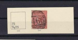 GB VICTORIA SG94  PLATE 11,  4d VERMILION  STAMP USED CAT £90  REF 4721