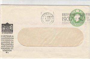 England 1937 A.Sanderson Wallpapers & Paints Slogan Cancel Stamp Cover Ref 31845