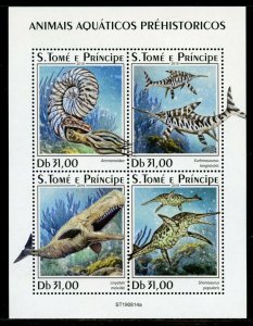 SAO TOME 2019 PREHISTORIC AQUATIC ANIMALS  SHEET  MINT NH