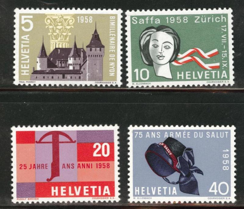 Switzerland Scott 365-368  MNH**  1958  set