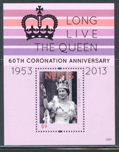 NEVIS 2013 60th CORONATION  OF QUEEN  ELIZABETH II  SOUVENIR SHEET  MINT NH 