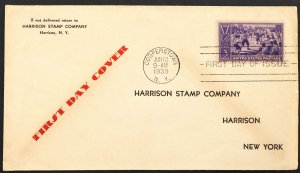 U.S. Used Stamp Scott #855 3c Baseball. Harrison Stamp Dealer First Day Cover