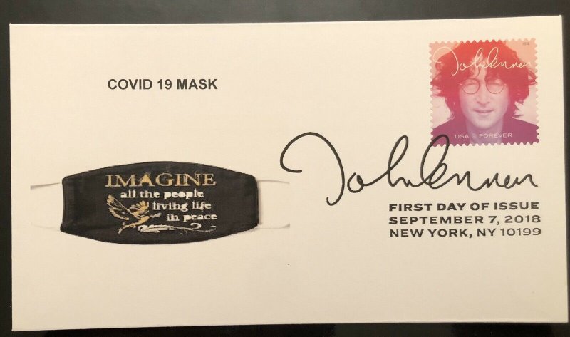 2018 John Lennon FDC Imagine CORONA Headlines Laser Cachet