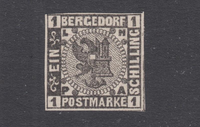 Bergedorf Sc 2 MNH. 1861 1s black Coat of Arms, VF+. Germany 