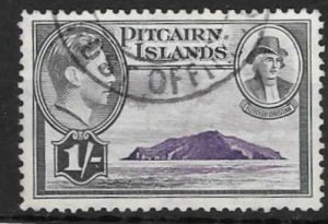 PITCAIRN ISLANDS SG7 1940 1/- VIOLET & GREY FINE USED