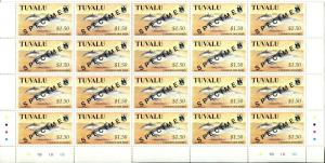 TUVALU Sea Creatures 4 Sheets Blocks Stamps Postage Collection SPECIMEN MINT NH