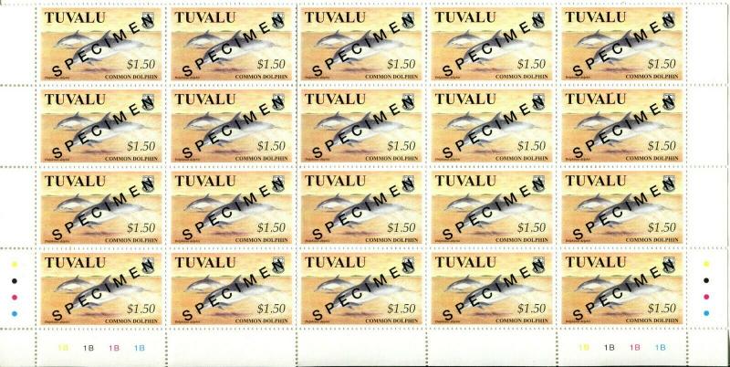 TUVALU Sea Creatures 4 Sheets Blocks Stamps Postage Collection SPECIMEN MINT NH