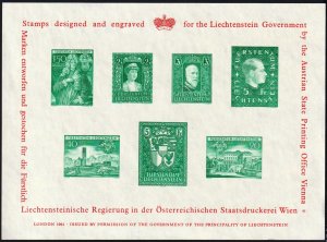 Liechtenstein 1961 official stamps Green special print for the London exhibition