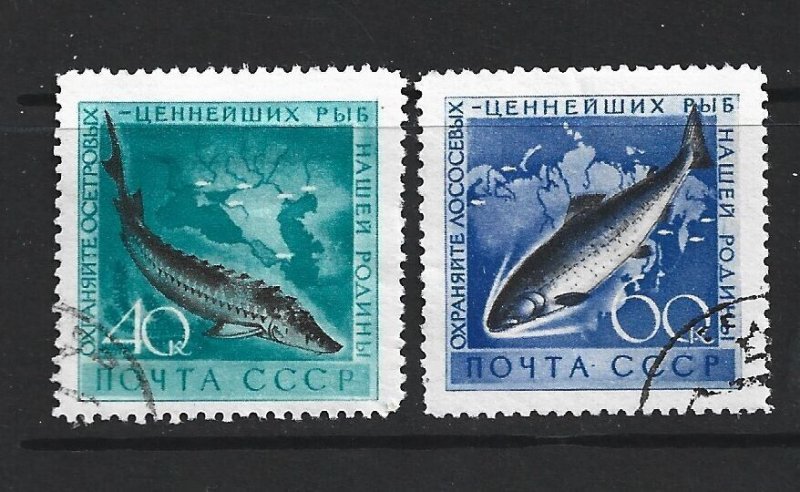 RUSSIA - 1959 STURGEON AND SALMON - SCOTT 2222 TO 2223 - USED